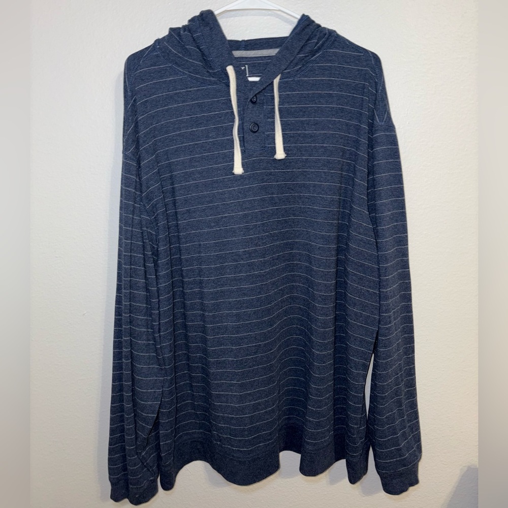 Navy Blue Striped Hoodie